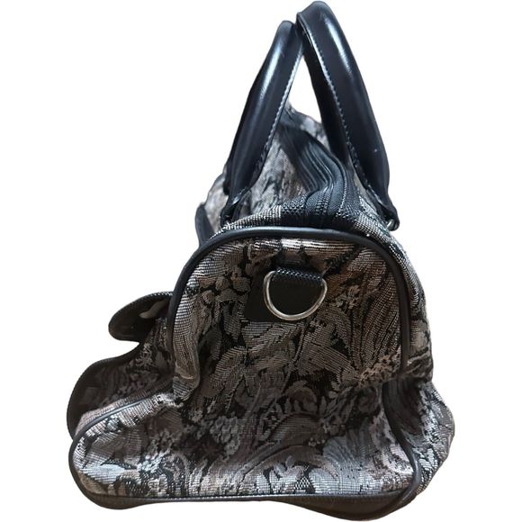 Diane Von Furstenberg DVF Grey Vintage Floral Tapestry Duffle Weekender Bag - Picture 2 of 16